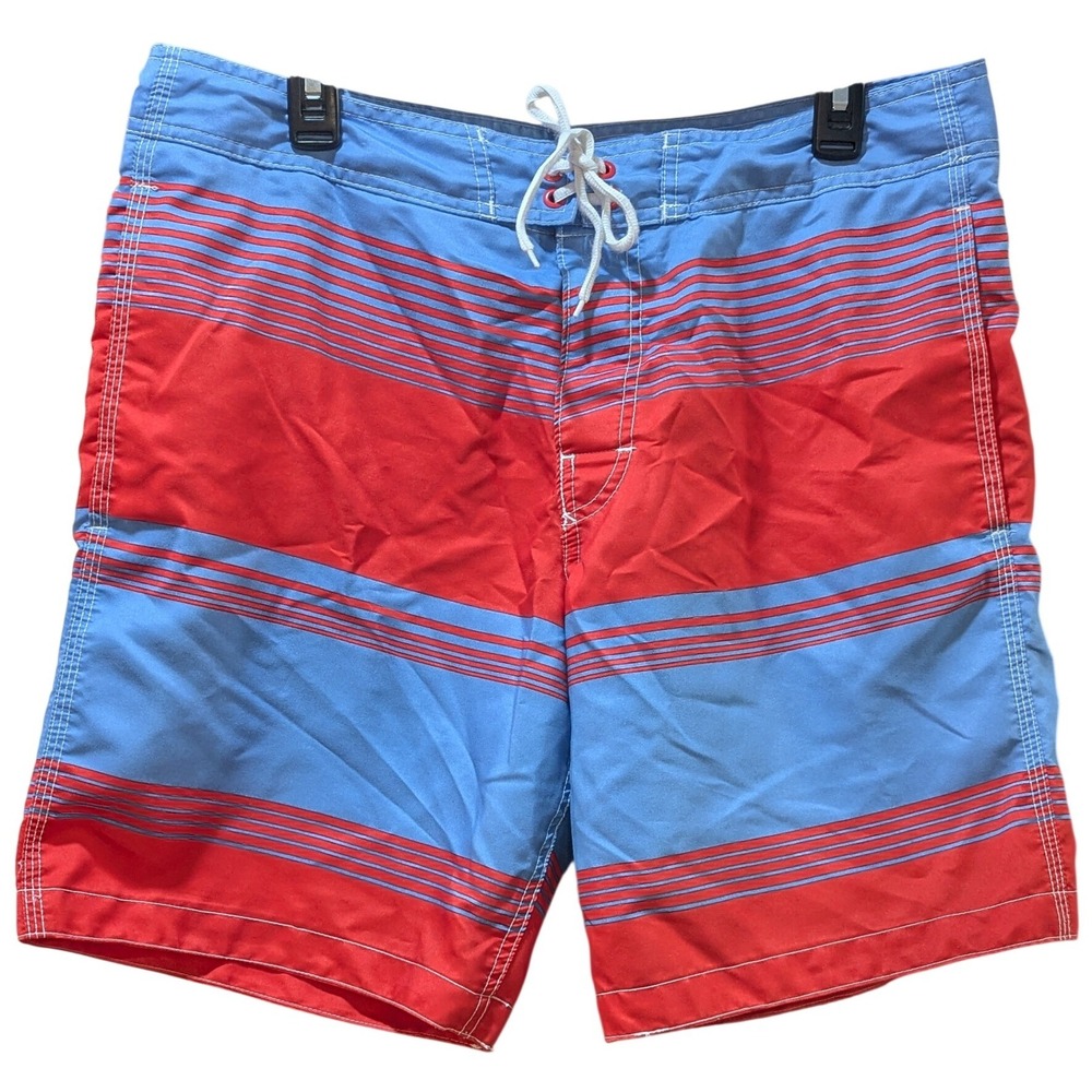 Gap Men's Board Shorts Blue Red Striped Swim‎ Trunks Pockets Size Large